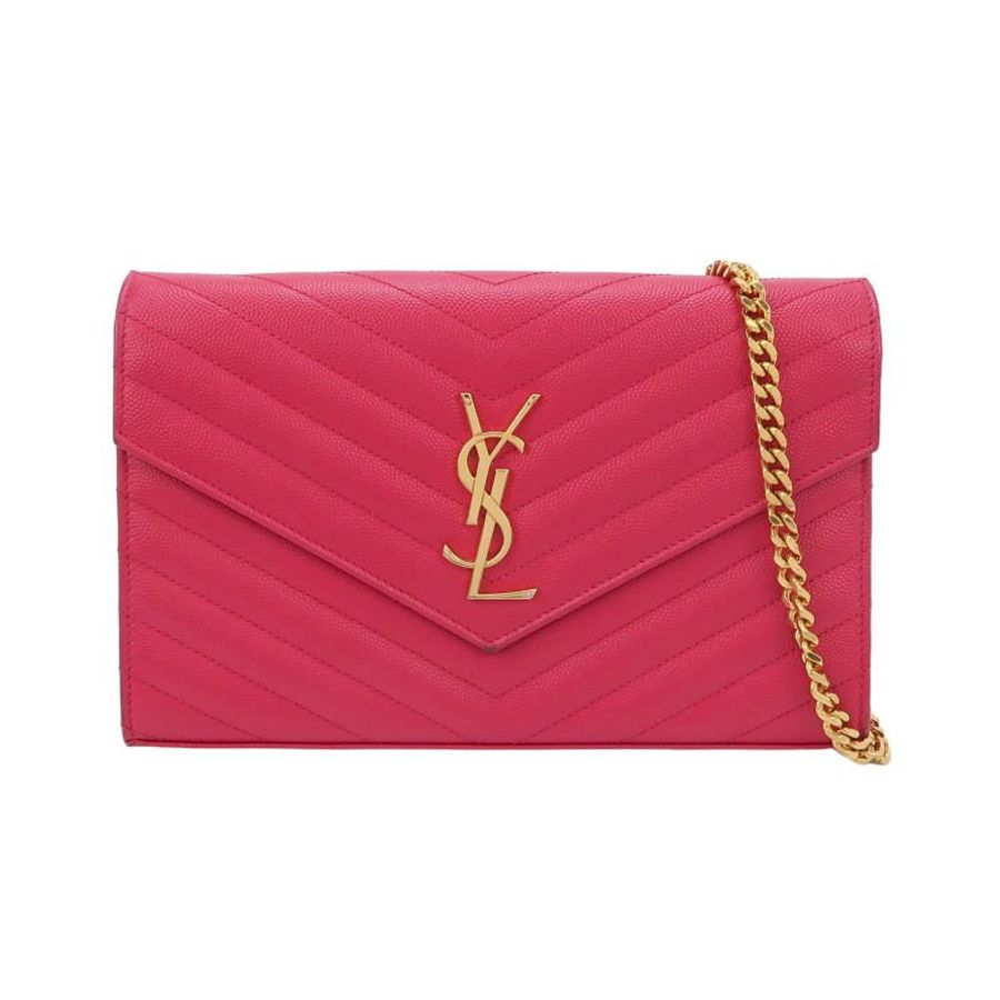 Saint Laurent Envelope 牛皮 純色 V紋 絎縫 YSL標誌 斜背包 單肩包-0