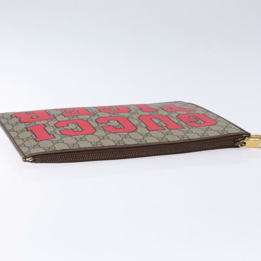 【日本直送】GUCCI GG Supreme Web Sherry Line 手拿包 PVC 米色 金色 688378 正品 136081-4