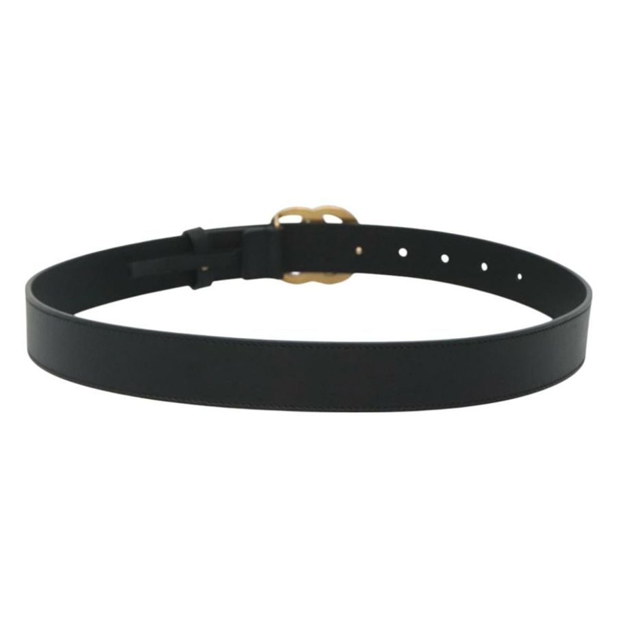 【日本直送】GUCCI GG Marmont 皮帶 皮革 33.5吋 黑色 金黃色 414516 正品 129193-1