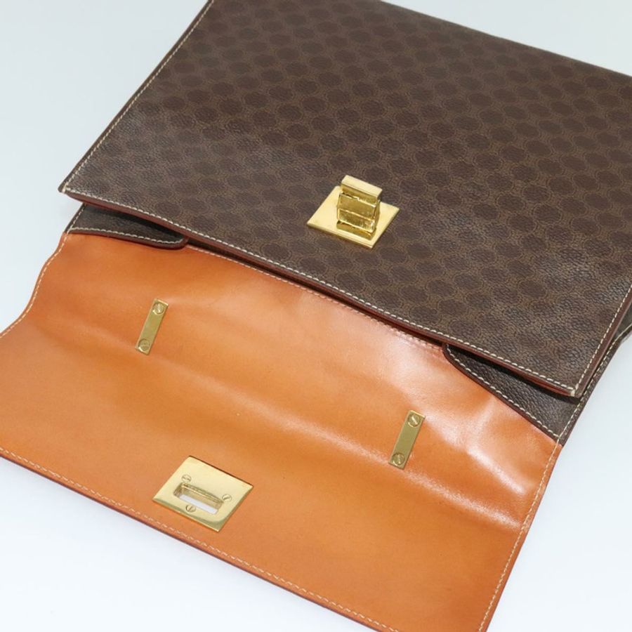 【日本直送】CELINE Macadam帆布手提包 PVC皮革 棕色 金色 正品 128609-9