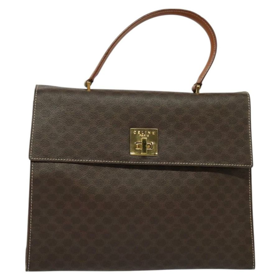 【日本直送】CELINE Macadam帆布手提包 PVC皮革 棕色 金色 正品 128609-12