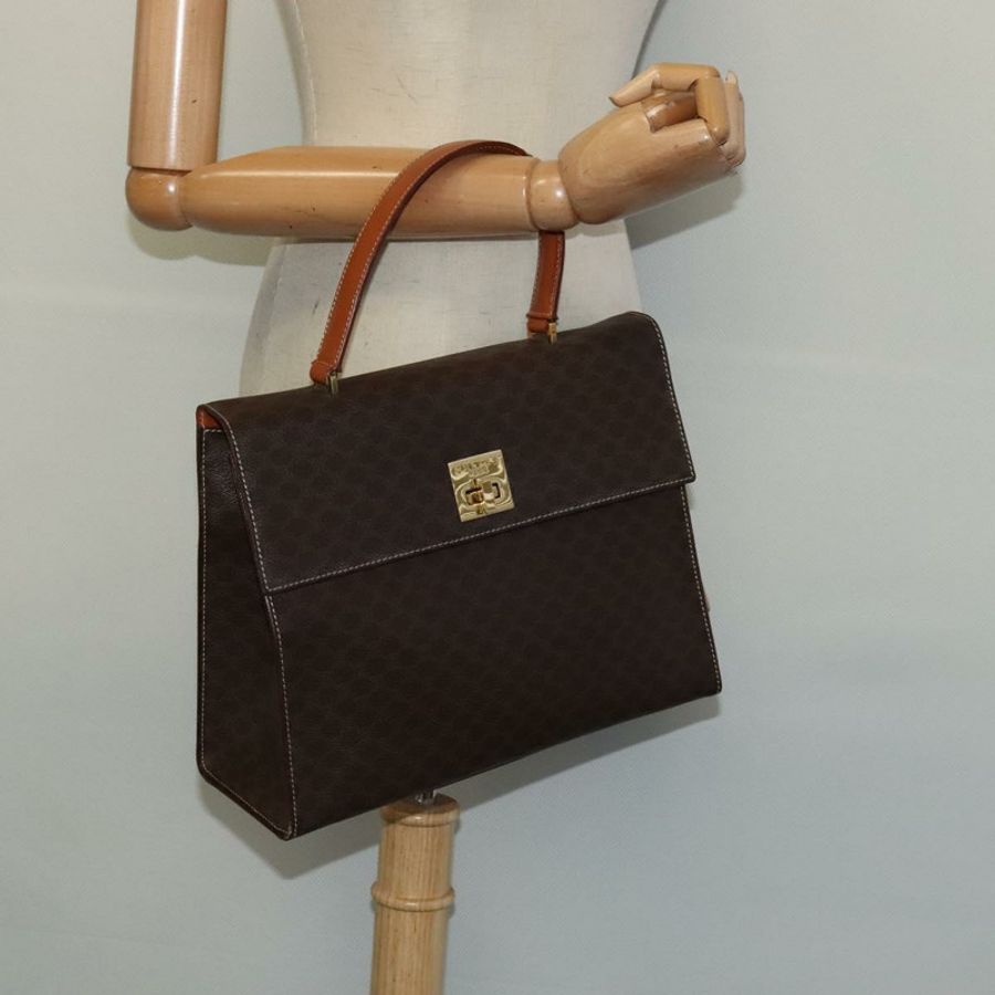 【日本直送】CELINE Macadam帆布手提包 PVC皮革 棕色 金色 正品 128609-21