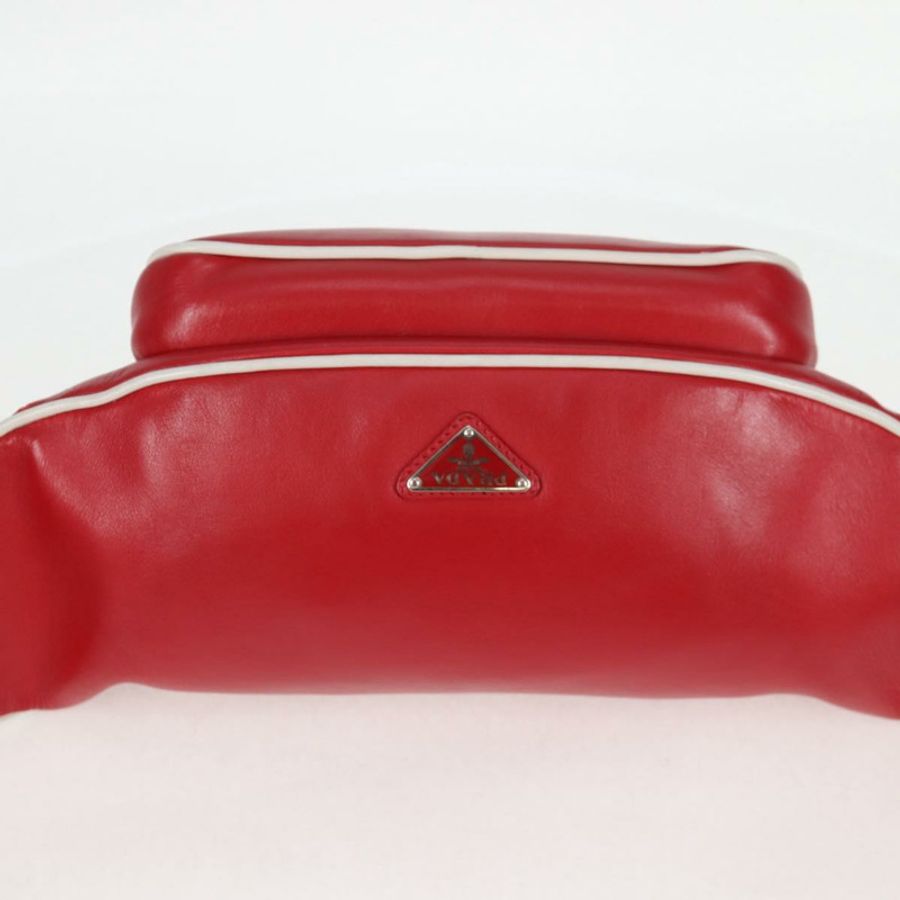 【日本直送】PRADA 銀色紅色皮革斜背包 正品 130229V-4