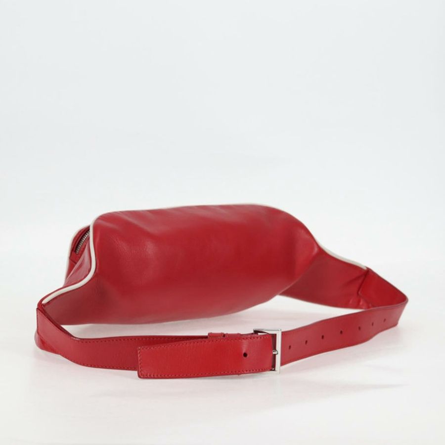 【日本直送】PRADA 銀色紅色皮革斜背包 正品 130229V-6