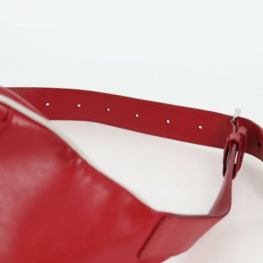 【日本直送】PRADA 銀色紅色皮革斜背包 正品 130229V-7