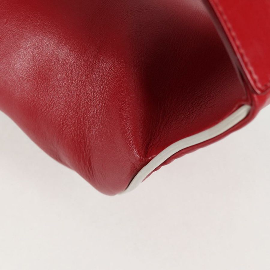 【日本直送】PRADA 銀色紅色皮革斜背包 正品 130229V-15