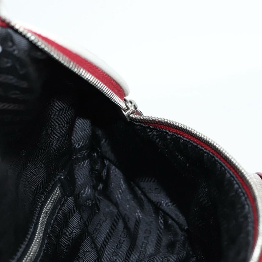 【日本直送】PRADA 銀色紅色皮革斜背包 正品 130229V-20