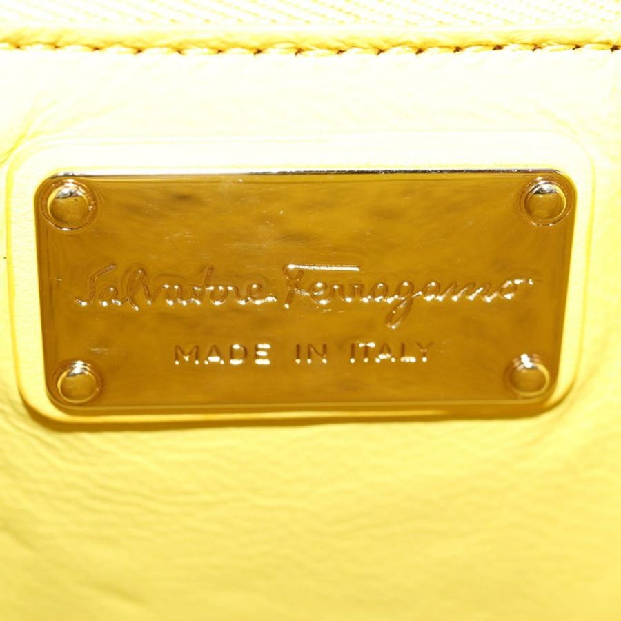 【日本直送】Salvatore Ferragamo Vala 鏈條包 皮革 2way 黃金色 Auth 132893V-17