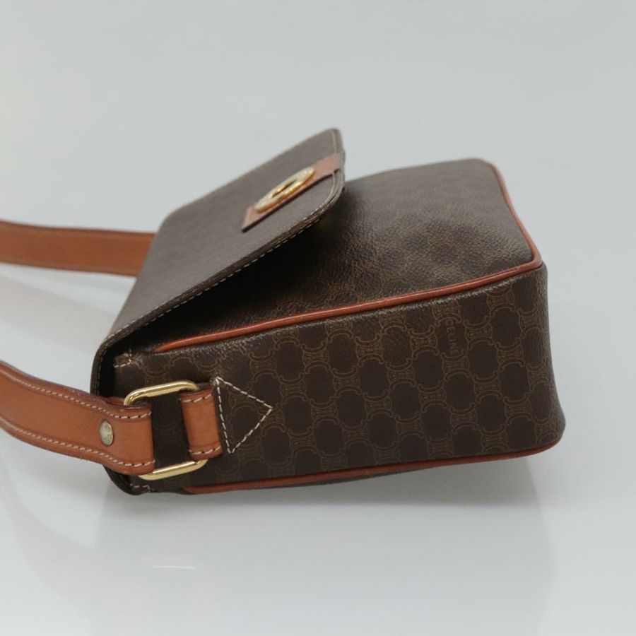 【日本直送】CELINE Macadam帆布肩背包 PVC皮革 棕色 金色 正品 132889-2