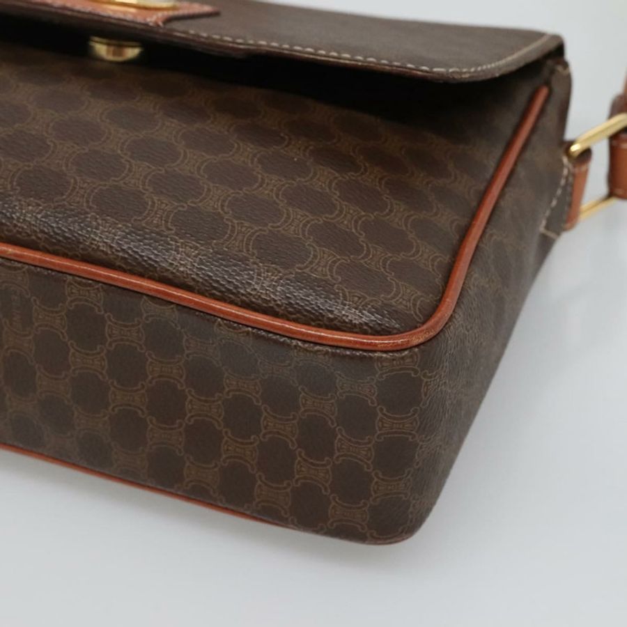 【日本直送】CELINE Macadam帆布肩背包 PVC皮革 棕色 金色 正品 132889-8