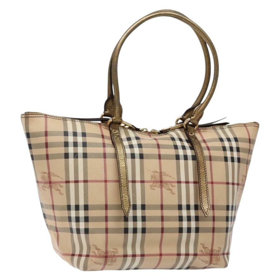 【日本直送】BURBERRY Nova 格紋手提包 PVC 米色 金色 正品 133565-0