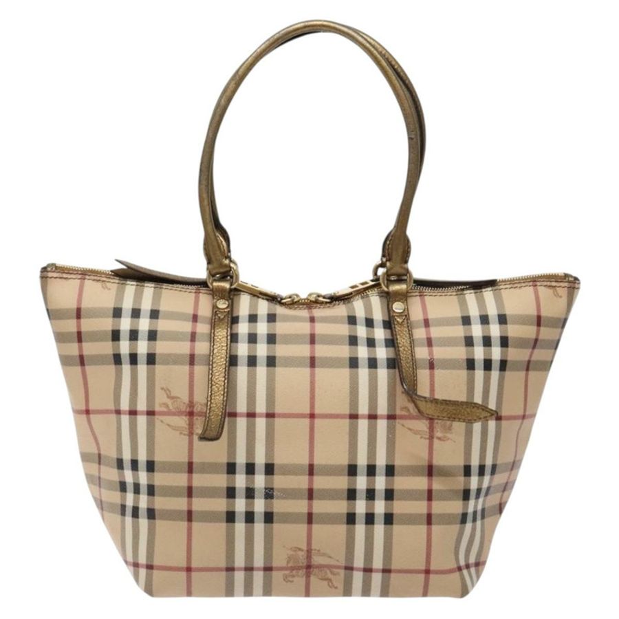 【日本直送】BURBERRY Nova 格紋手提包 PVC 米色 金色 正品 133565-1