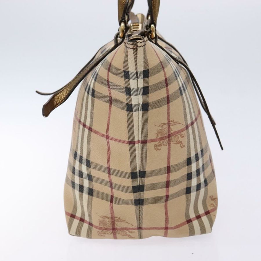 【日本直送】BURBERRY Nova 格紋手提包 PVC 米色 金色 正品 133565-2