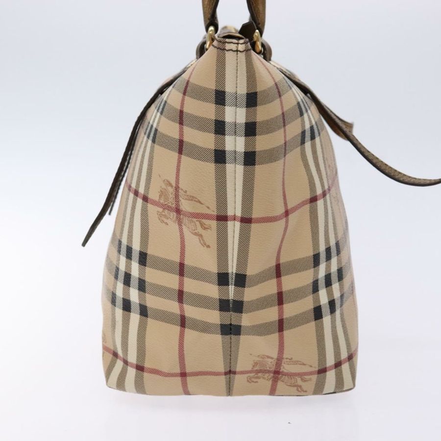 【日本直送】BURBERRY Nova 格紋手提包 PVC 米色 金色 正品 133565-3