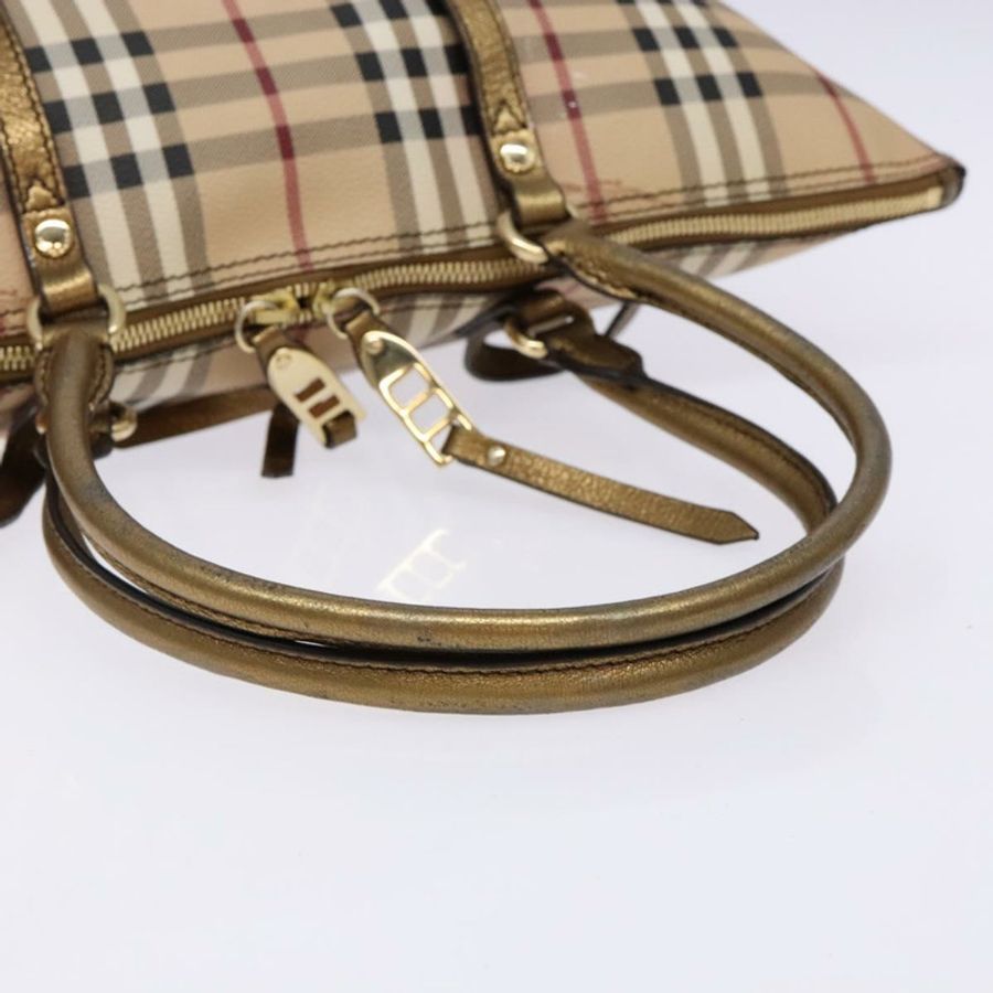 【日本直送】BURBERRY Nova 格紋手提包 PVC 米色 金色 正品 133565-6