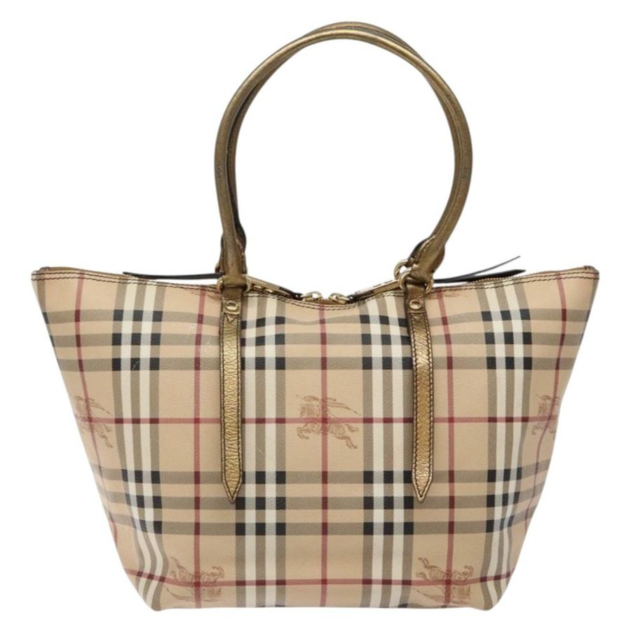 【日本直送】BURBERRY Nova 格紋手提包 PVC 米色 金色 正品 133565-12