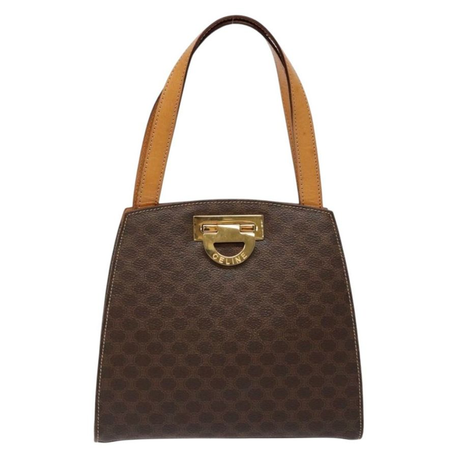 【日本直送】CELINE Macadam帆布手提包 PVC皮革 棕色 金色 正品 134810-12