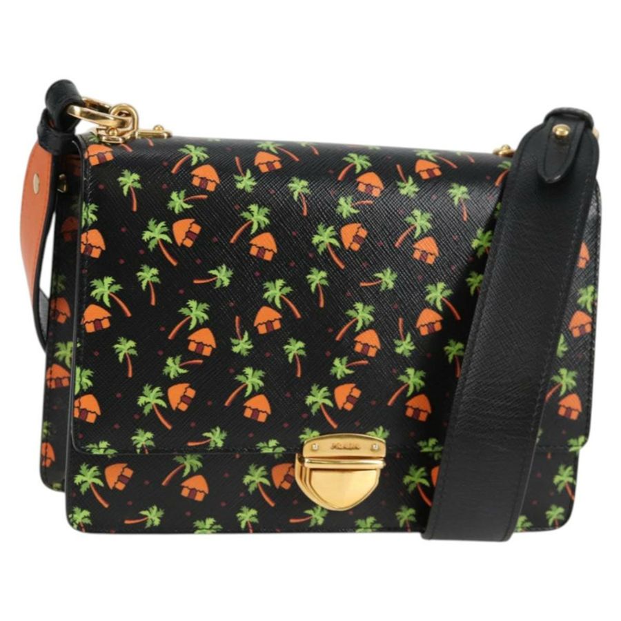 【日本直送】PRADA 黑色金色皮革肩背包,正品編號 134572V-0