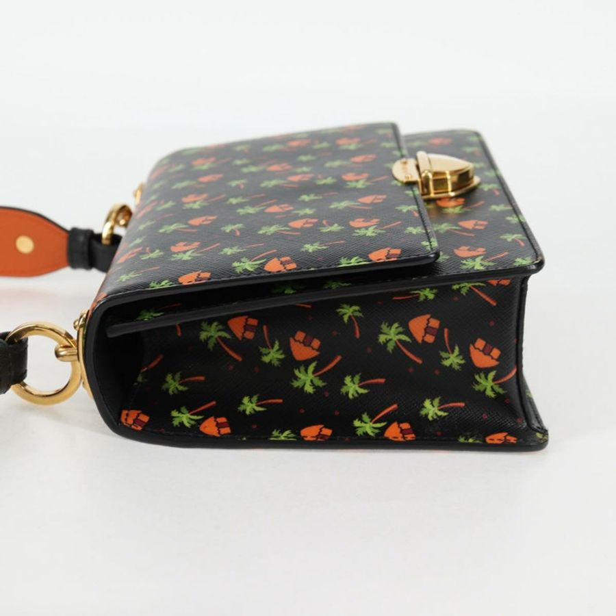 【日本直送】PRADA 黑色金色皮革肩背包,正品編號 134572V-2