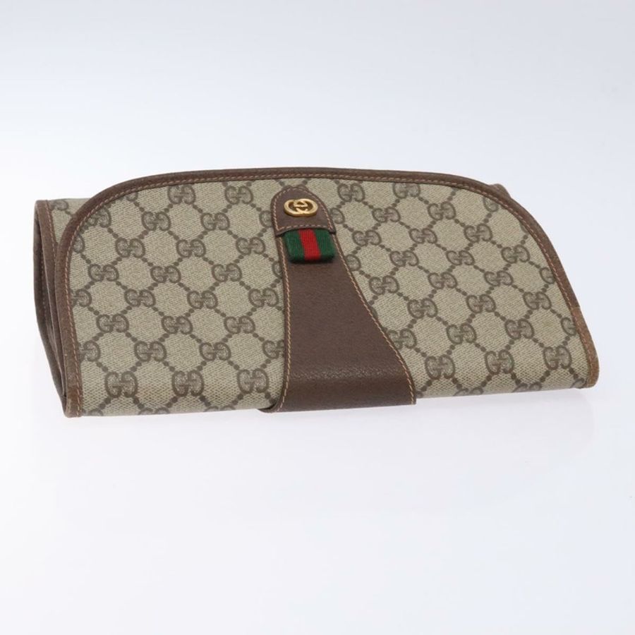 【日本直送】GUCCI GG Supreme Web Sherry Line 手提包 PVC 米色 金色 156 01 030 正品 133748-4
