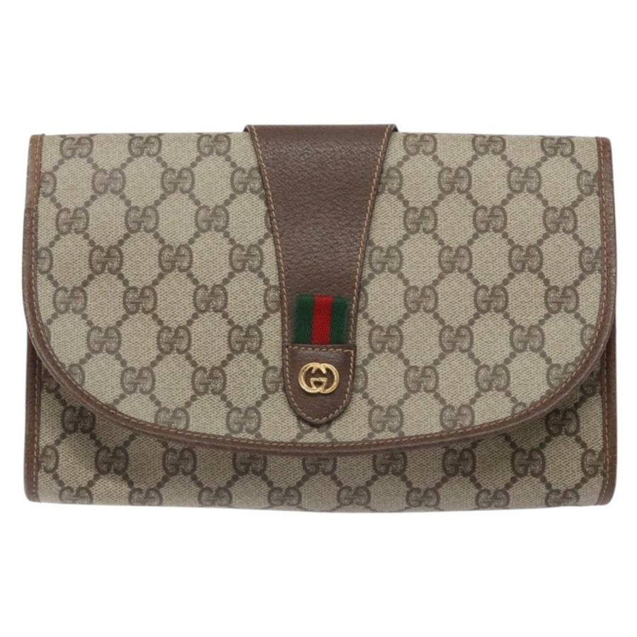 【日本直送】GUCCI GG Supreme Web Sherry Line 手提包 PVC 米色 金色 156 01 030 正品 133748-12