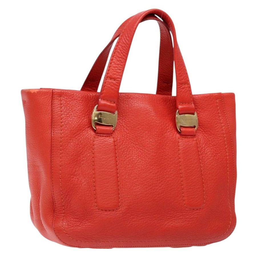 【日本直送】Salvatore Ferragamo Vala 手提包 皮革 紅色 金色 正品 133749-0