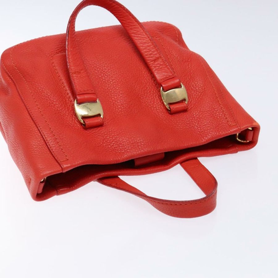 【日本直送】Salvatore Ferragamo Vala 手提包 皮革 紅色 金色 正品 133749-5