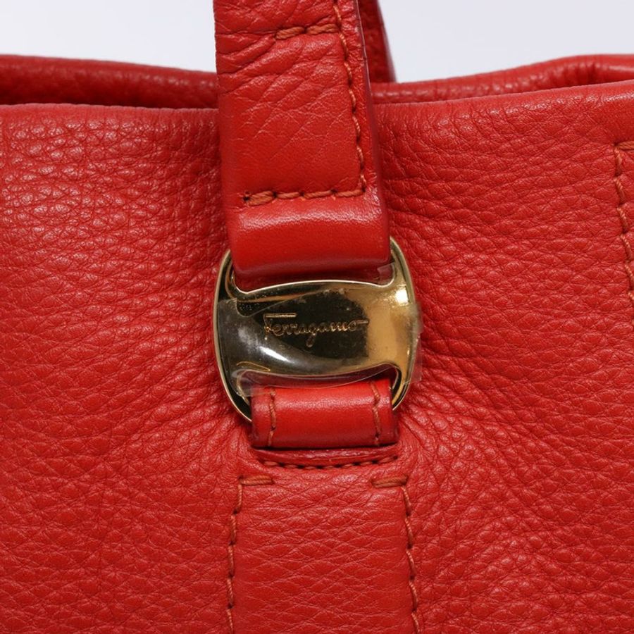 【日本直送】Salvatore Ferragamo Vala 手提包 皮革 紅色 金色 正品 133749-9