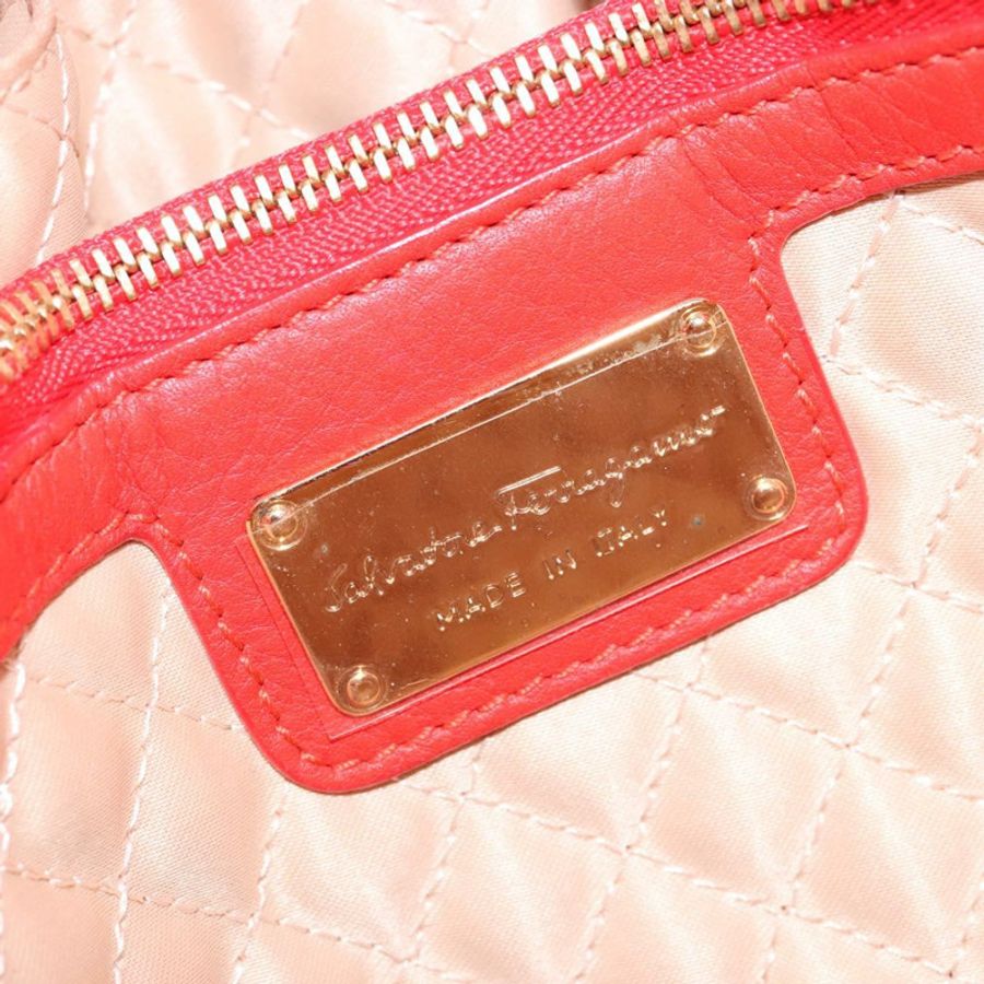 【日本直送】Salvatore Ferragamo Vala 手提包 皮革 紅色 金色 正品 133749-16