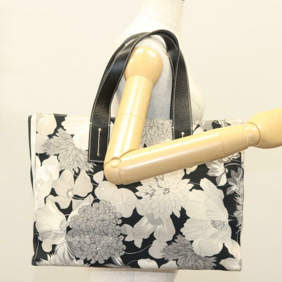 【日本直送】BURBERRY 帆布手提包 黑色 銀色 正品 135811-18