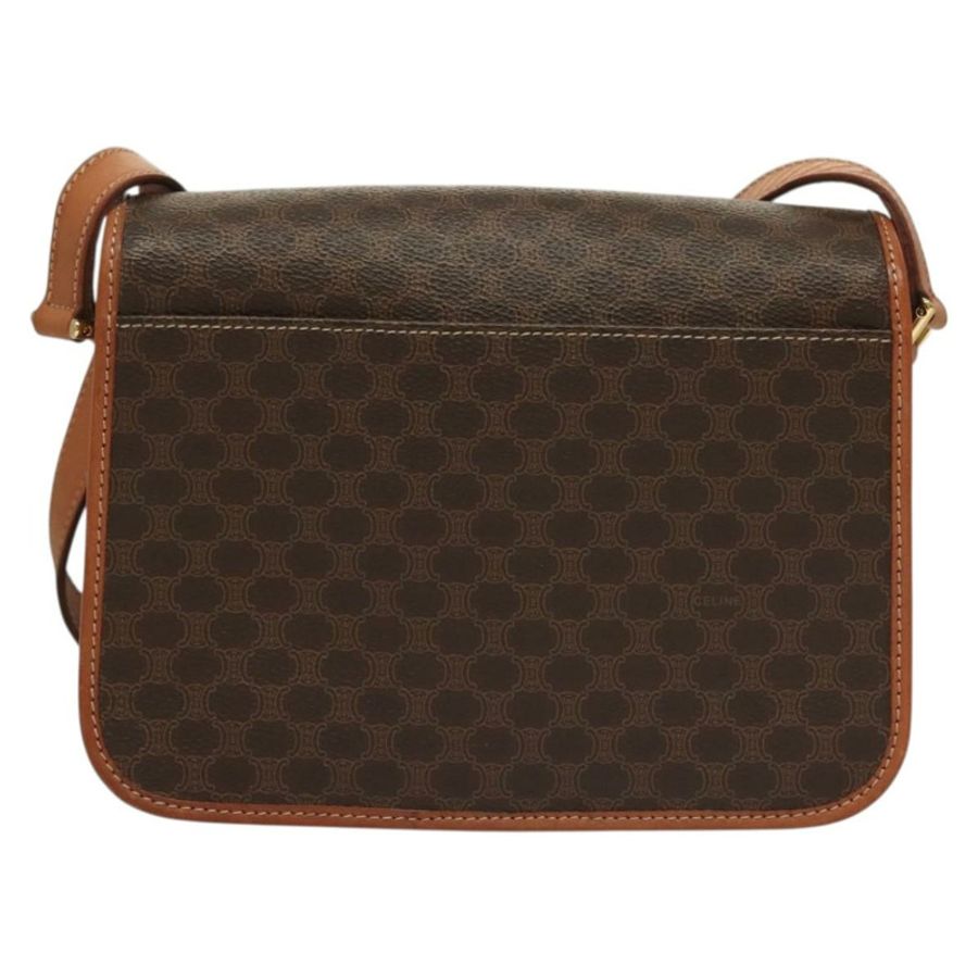 【日本直送】CELINE Macadam帆布肩背包 PVC皮革 棕色 金色 正品 136068-1