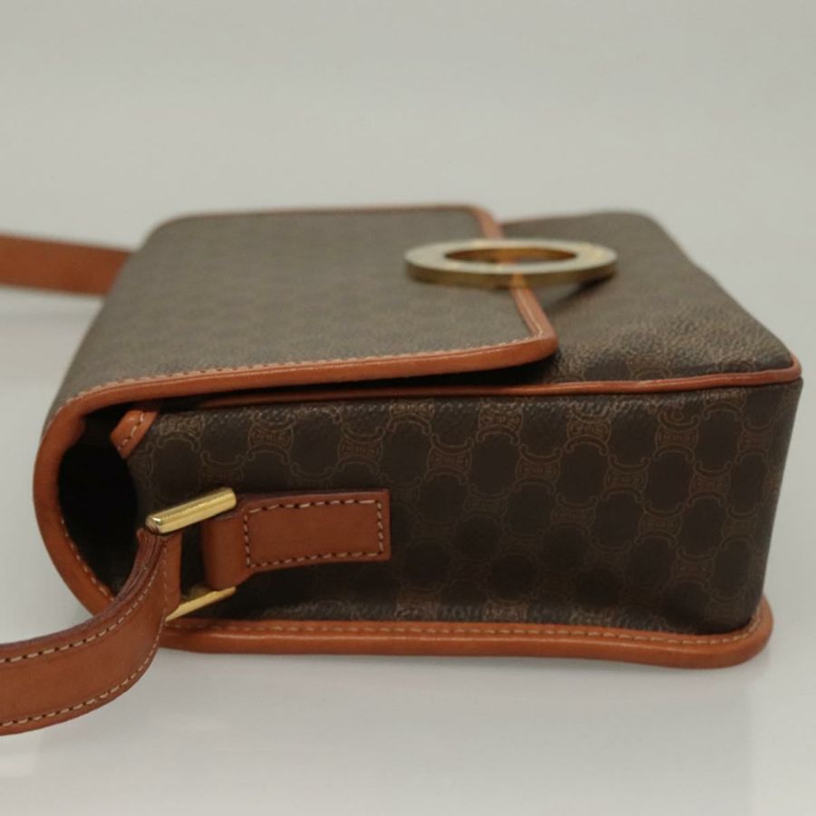 【日本直送】CELINE Macadam帆布肩背包 PVC皮革 棕色 金色 正品 136068-3