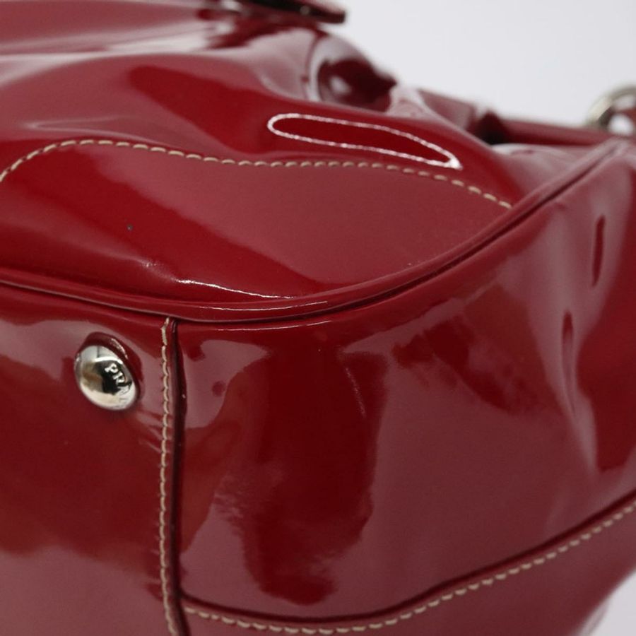 【日本直送】PRADA 手提包 琺瑯紅銀色 正品 BA2814-15