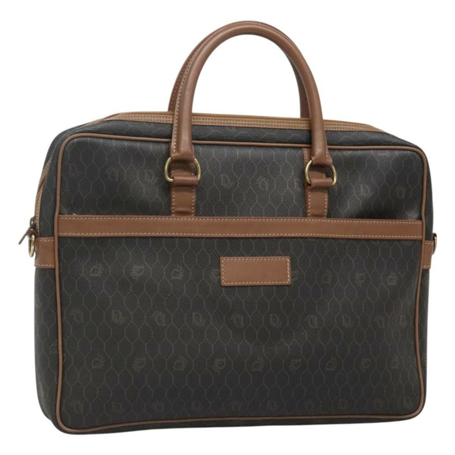 【日本直送】Christian Dior 蜂巢帆布商務包 PVC 黑色金色 正品 BA3097-0