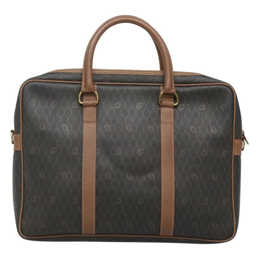 【日本直送】Christian Dior 蜂巢帆布商務包 PVC 黑色金色 正品 BA3097-1