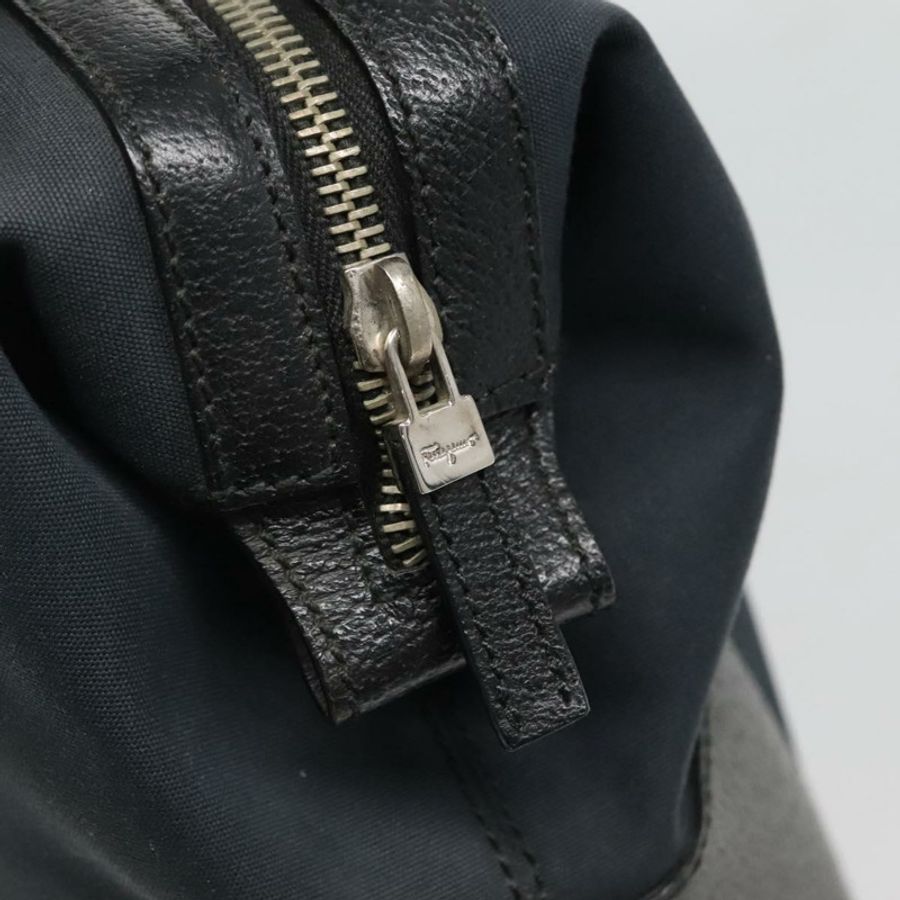 【日本直送】Salvatore Ferragamo 尼龍皮革手提包 黑色 銀色 正品 bs27088-16