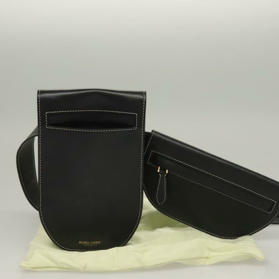 【日本直送】BURBERRY 腰包 皮革 黑色 金色 正品 bs27391-11