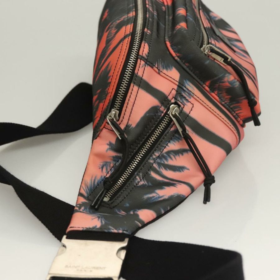 【日本直送】SAINT LAURENT 尼龍粉紅銀色斜背包 Auth bs27374-3