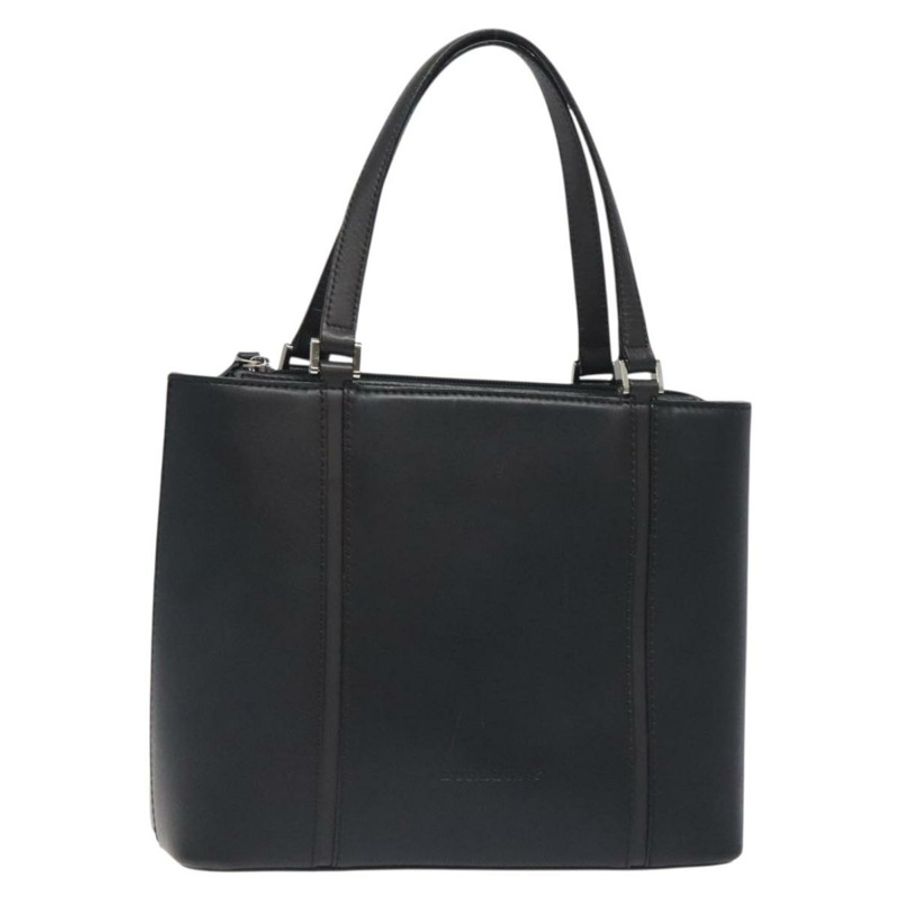 【日本直送】BURBERRY 手提包 皮革 黑色 銀色 正品 ep9535-0