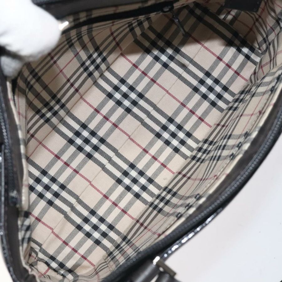 【日本直送】BURBERRY 手提包 皮革 黑色 銀色 正品 ep9535-10