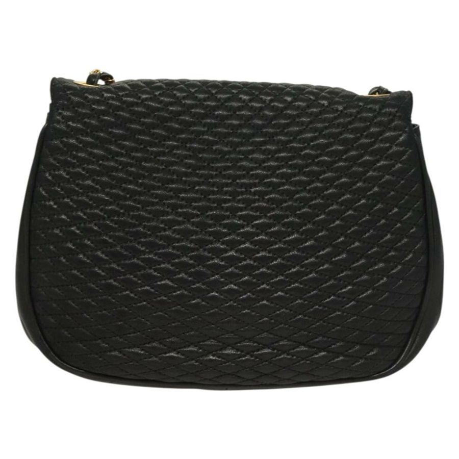 【日本直送】BALLY 絎縫鏈條單肩包 皮革 黑色 金色 正品 BA3955-1