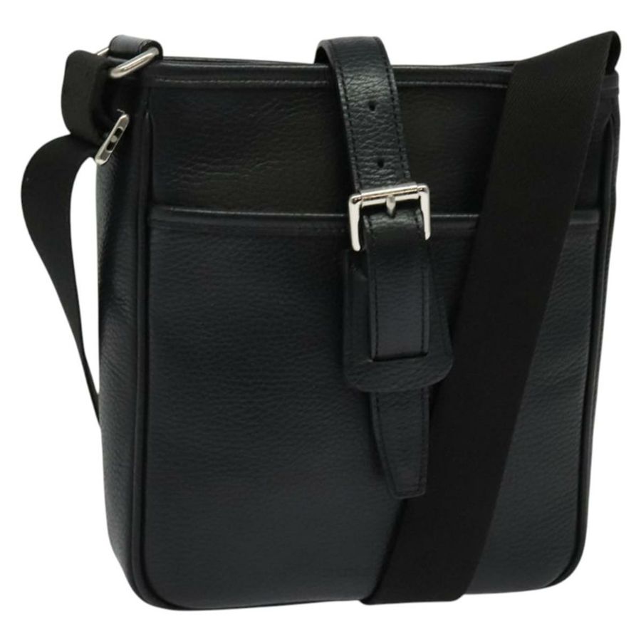 【日本直送】BURBERRY 黑色銀色皮革單肩包 正品 BA3949-0