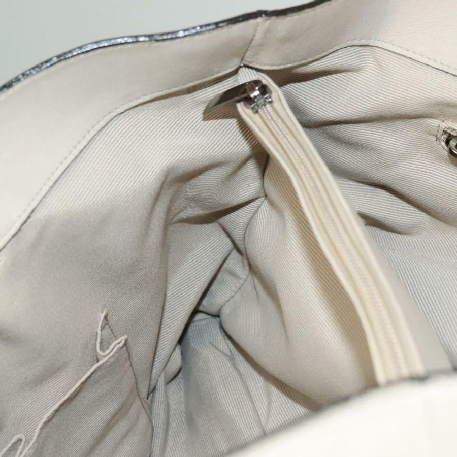 【日本直送】Salvatore Ferragamo Vala 手提包 皮革 米色 銀色 正品 BA4217-20