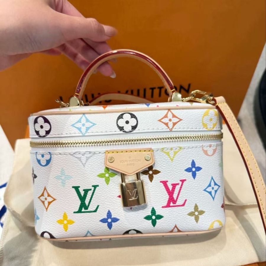 lv Vanity 白三彩 化妝盒村上隆聯名 全新配件塵袋盒子購證-1