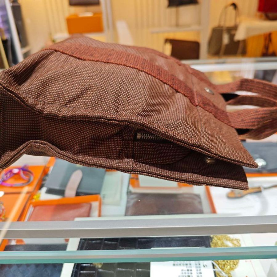 Hermes Vintage Ale Line MM 銀扣手挽灰色/啡色袋小號-4
