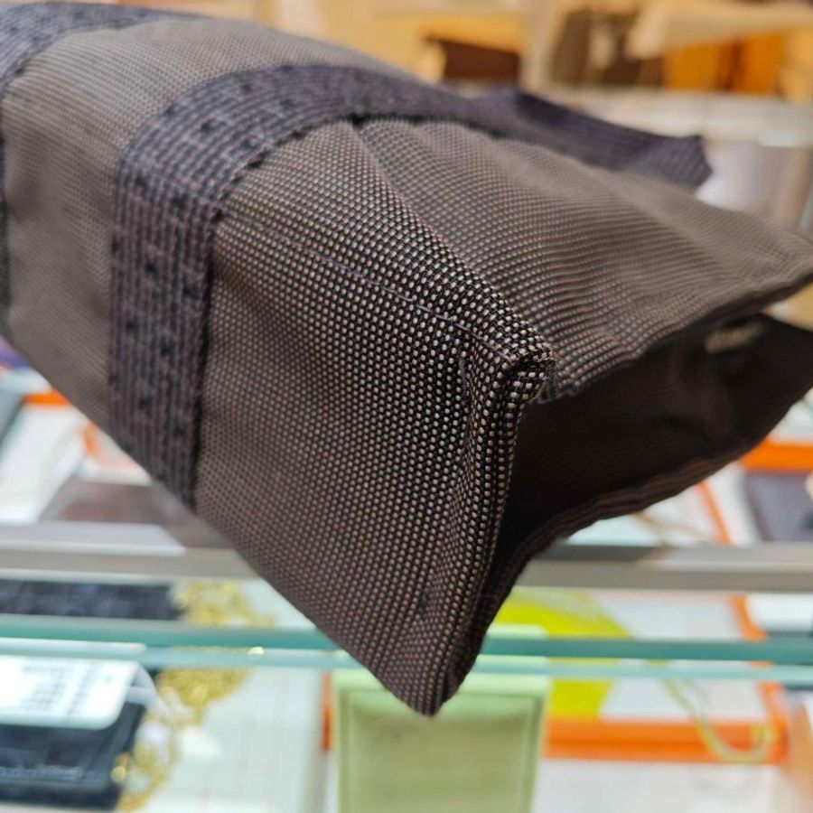 Hermes Vintage Ale Line MM 銀扣手挽 灰色袋-3