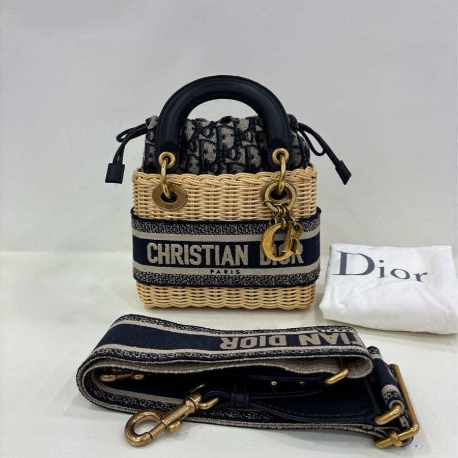 Dior 迪奧 lady dior 藤編三格戴妃包 22年 99新-1
