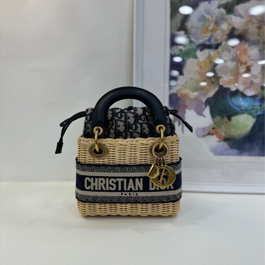 Dior 迪奧 lady dior 藤編三格戴妃包 22年 99新-2