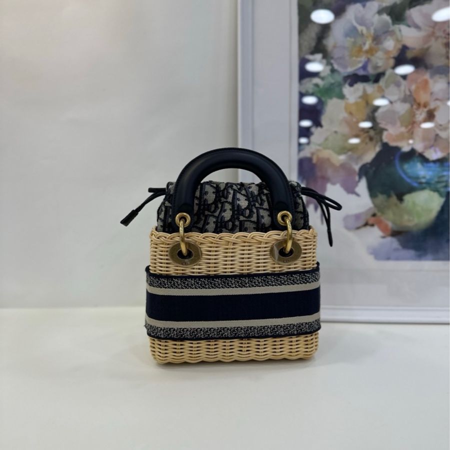 Dior 迪奧 lady dior 藤編三格戴妃包 22年 99新-3
