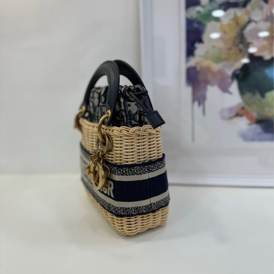 Dior 迪奧 lady dior 藤編三格戴妃包 22年 99新-5